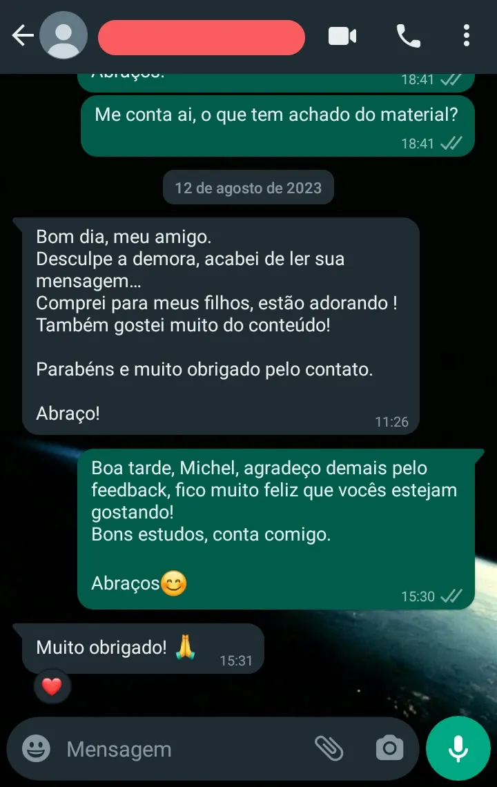 Print de conversa no WhatsApp em que o pai conta que comprou para os filhos e todos adoraram